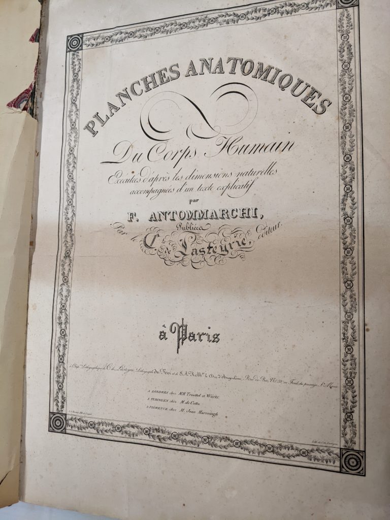 Title page of Planches anatomiques du corps humain.
