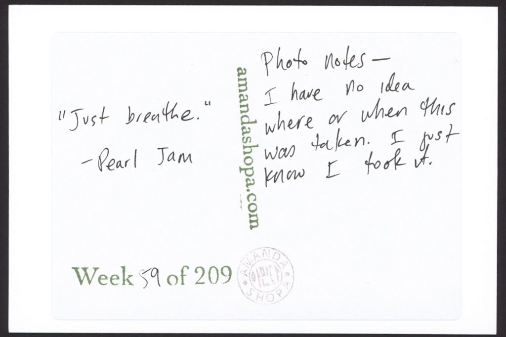"Just breathe." —Pearl Jam. Photo notes: I have no idea where or when this was taken. I just know I took it.